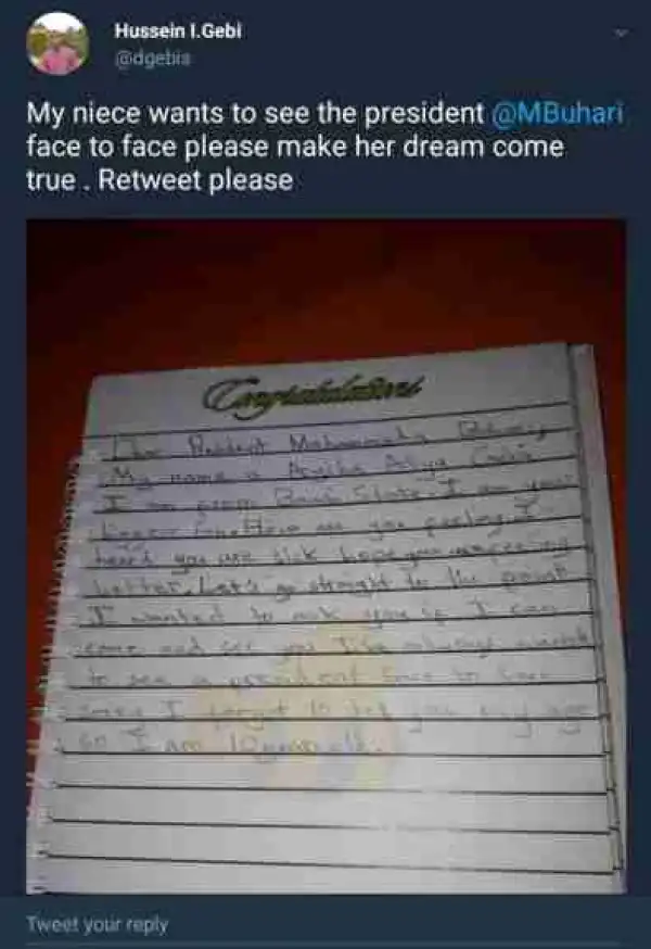 President Buhari Invites 10-Year-Old Girl To Come See Him In Abuja